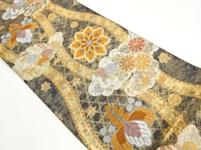 JAPANESE FUKURO OBI / WOVEN FLORAL PLANTS